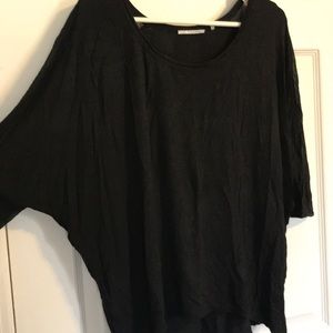 short-sleeve top, bat wing, sheer sleeves.